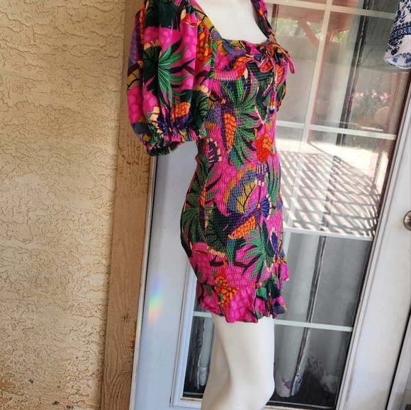 Farm Rio‎ Pink PaintedToucans Mini Dress - Picture 1 of 8